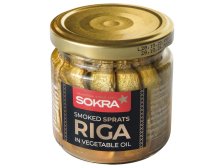 Šproty uzené v rostlinném oleji 185 g ve skle SOKRA