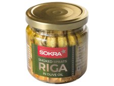 Šproty uzené v olivovém oleji 185 g ve skle SOKRA