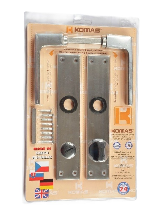Kování dveřní klika/klika 72 mm WC hliník - Kliky, okenní a dveřní kování, panty Kování dveřní Kování dveřní mezip. hliník, bez PÚ, F1, F4, F9, ostatní